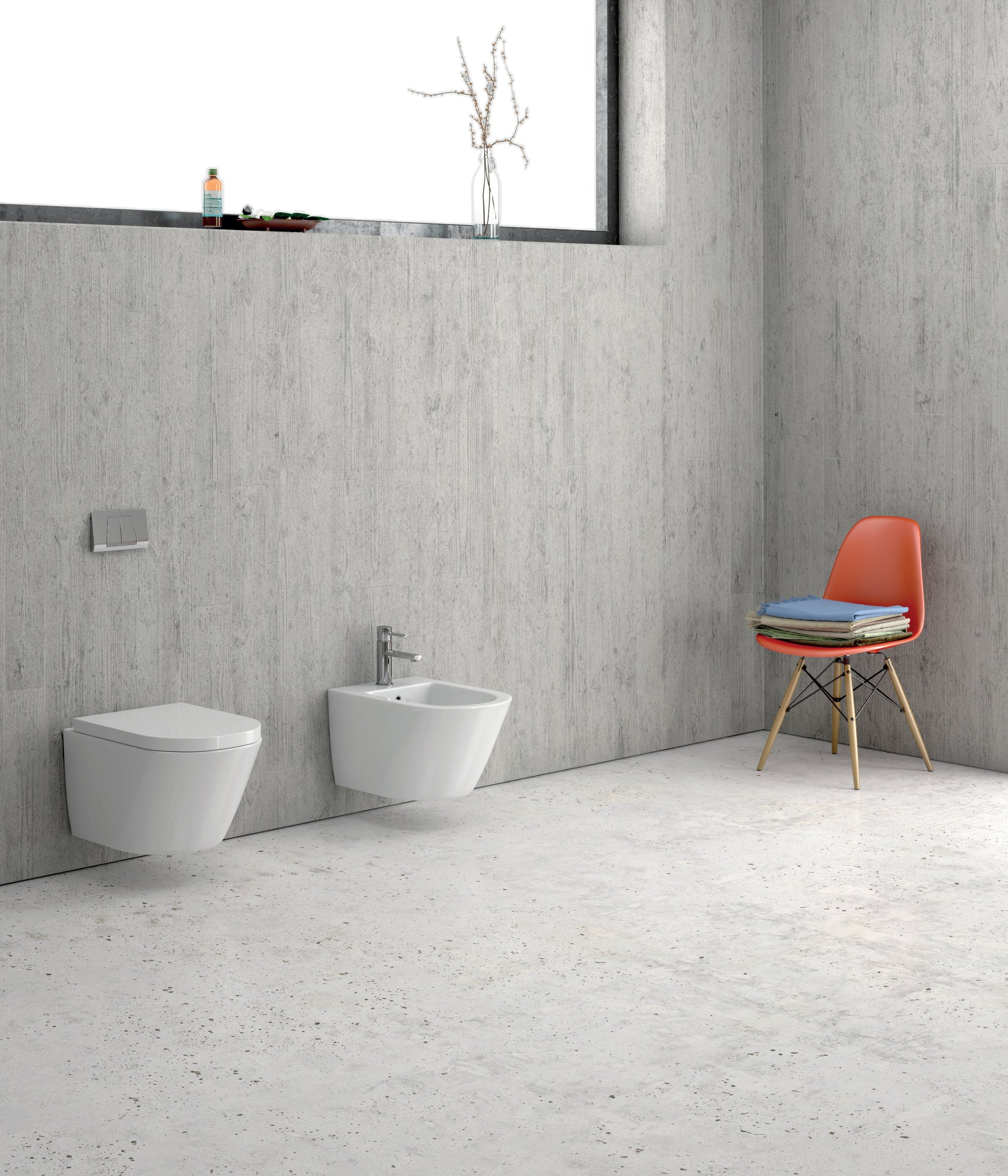 Конзолно биде Sorrento за стенен монтаж в минималистична модерна баня - онлайн магазин за обзавеждане KERANOVA