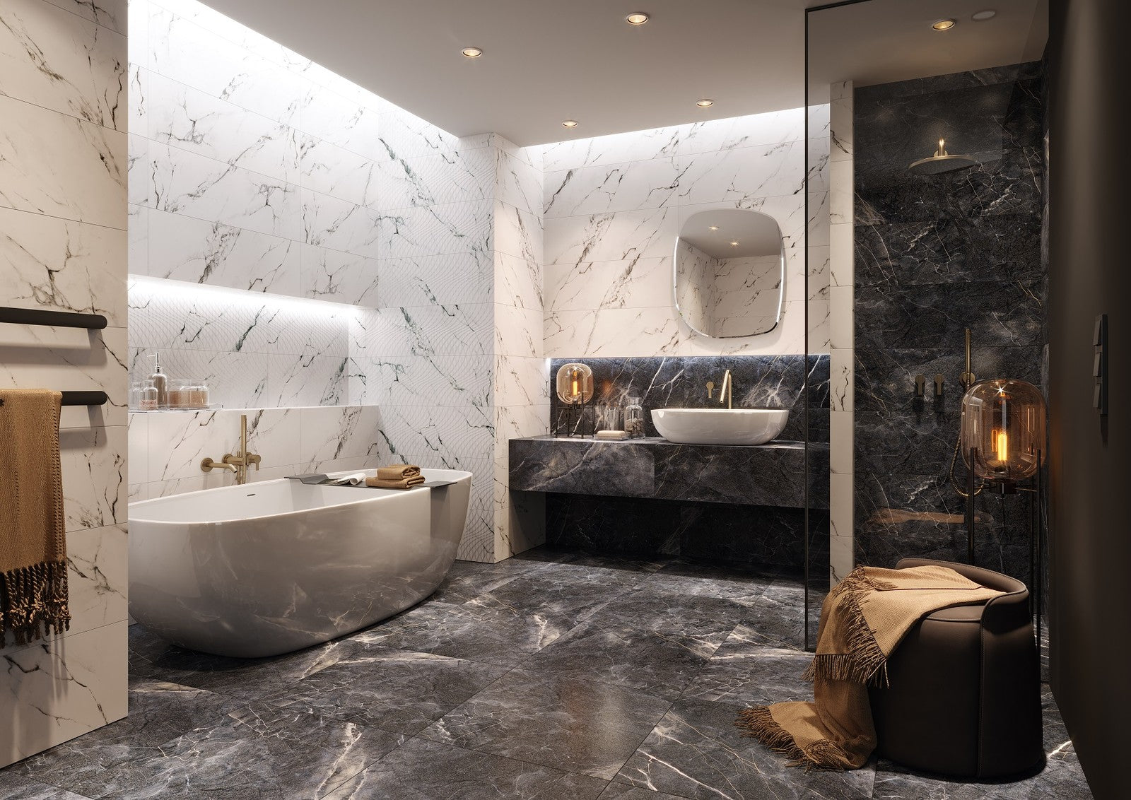 Space 29x89 Cersanit калибровани плочки за баня с мраморна декорация - онлайн магазин KERANOVA