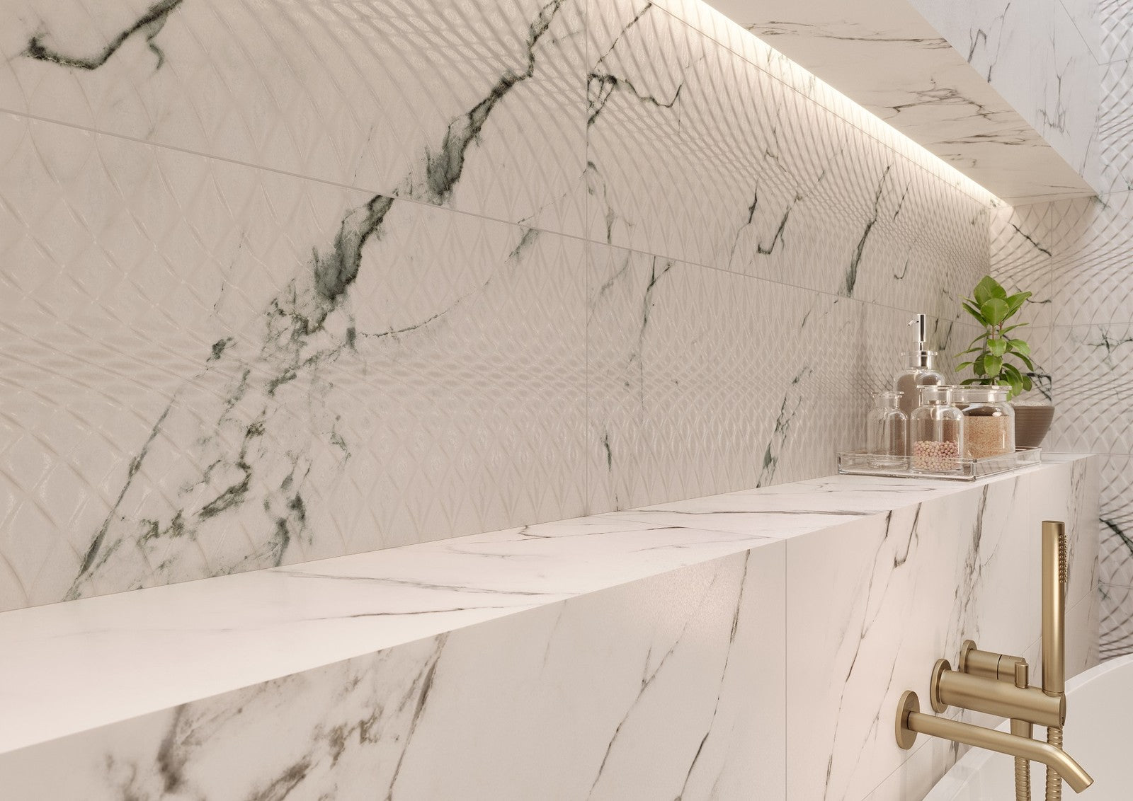 Space 29x89 Cersanit калибровани плочки за баня с мраморен ефект, онлайн магазин KERANOVA - продажба на цели кашони