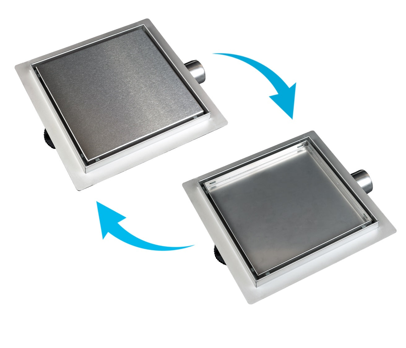 Square Drain за плочка или плътна решетка 15х15 и 20х20 см. - неръждаем подов сифон с универсална решетка за онлайн магазин KERANOVA