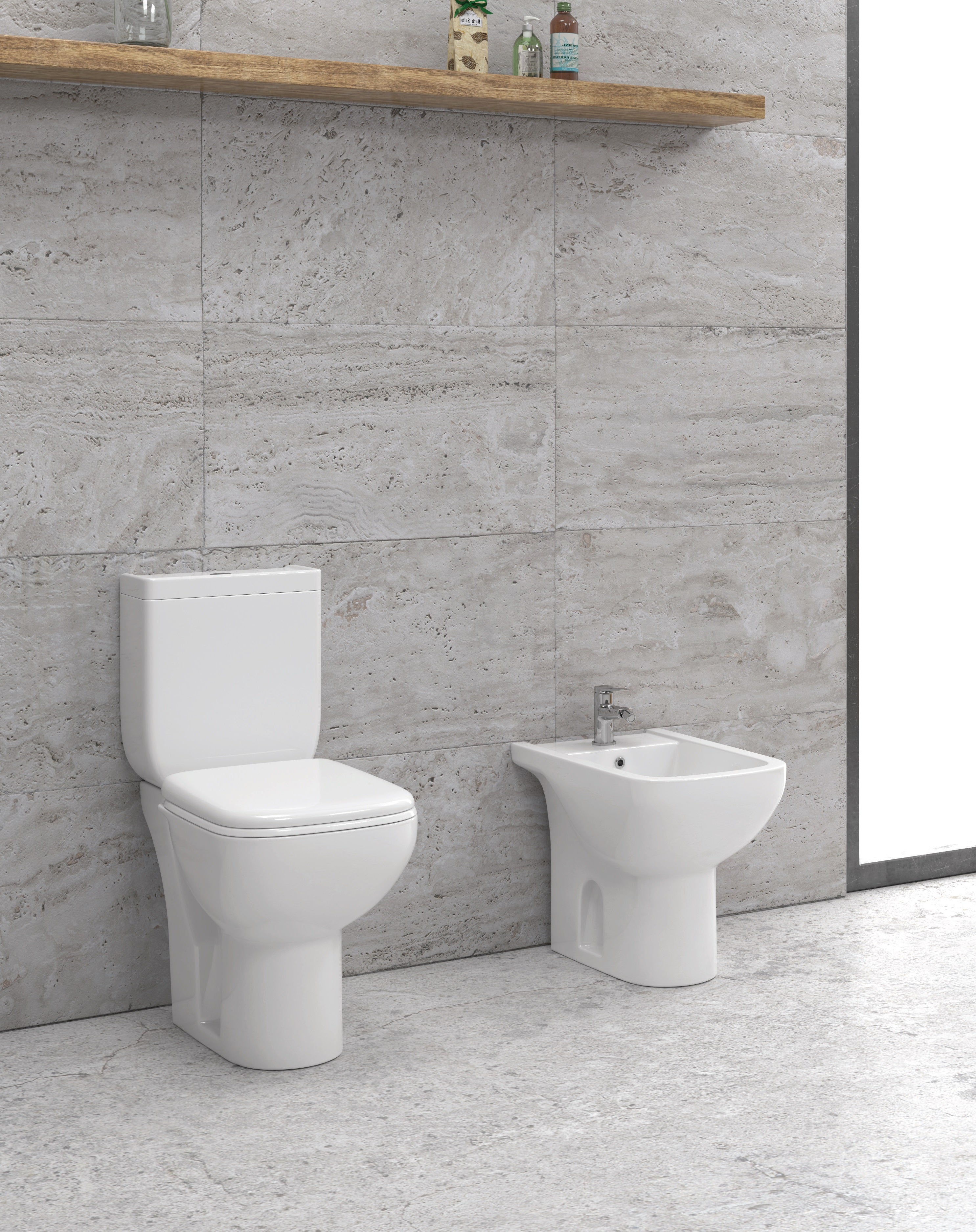 Моноблок Square бял моноблок с квадратни форми и забавена седалка, опция хоризонтално или вертикално оттичане - KERANOVA онлайн магазин