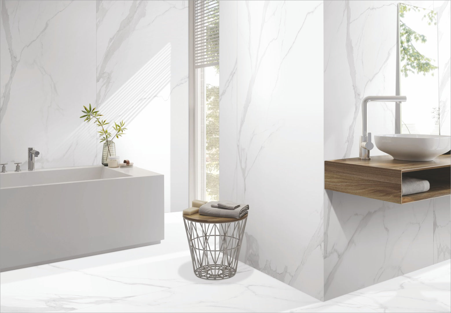 Statuario Amaze White 120x240 см. широкоформатен гранитогрес в баня, калиброван 120x240 см, онлайн магазин за обзавеждане за бани KERANOVA