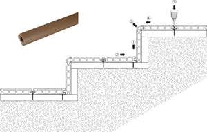 Профил за стъпало 3.2x3.2x240 см. кафяв профил за стъпало, детайлна схема на монтаж в онлайн магазин за обзавеждане за бани KERANOVA