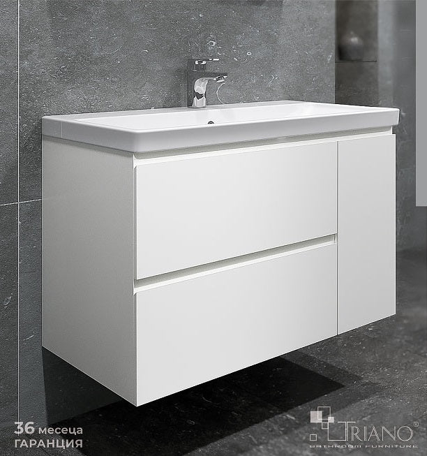 Шкаф с мивка Степик 90 см. бял PVC шкаф за баня, модерен дизайн, подходящ за влажни помещения — онлайн магазин за обзавеждане за бани KERANOVA