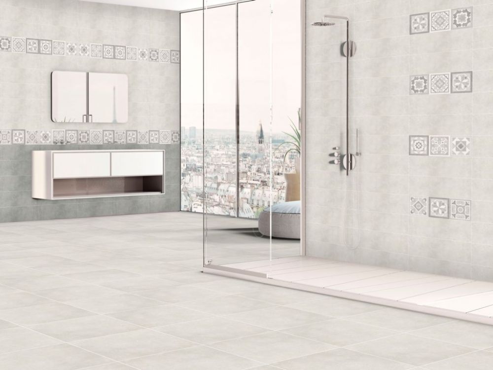 Баня Stockholm 20x60 - Halcon Ceramicas в модерна баня с матови испански плочки, онлайн магазин KERANOVA