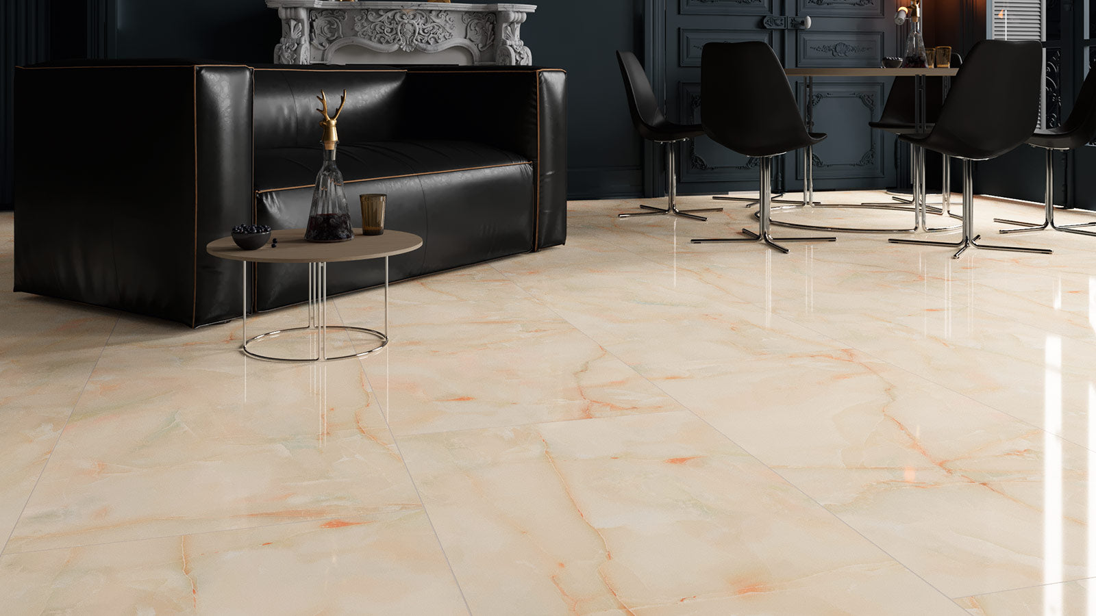 Sun Onyx 60x120 - Qua полирана плочка гранитогрес с мраморен декор за баня, онлайн магазин за обзавеждане за бани KERANOVA