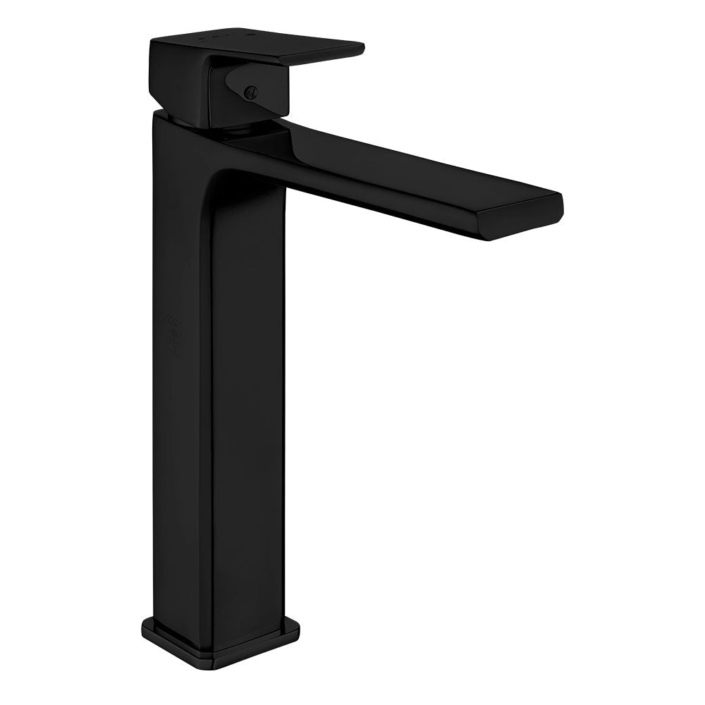 Смесител за умивалник - серия TIERA XL Black Mat черен мат, дизайнерски без изпразнител, дължина чучура 182 мм - KERANOVA