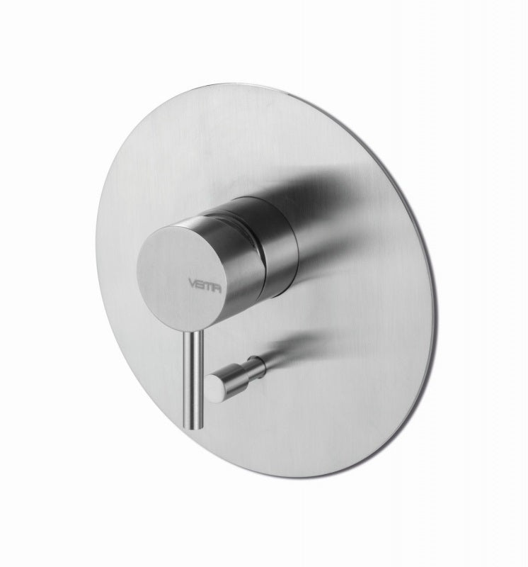 Вграден сет Vema Tiber Steel - неръждаема стомана вграден смесител с превключвател, кръгла стоманена розетка за душ, KERANOVA