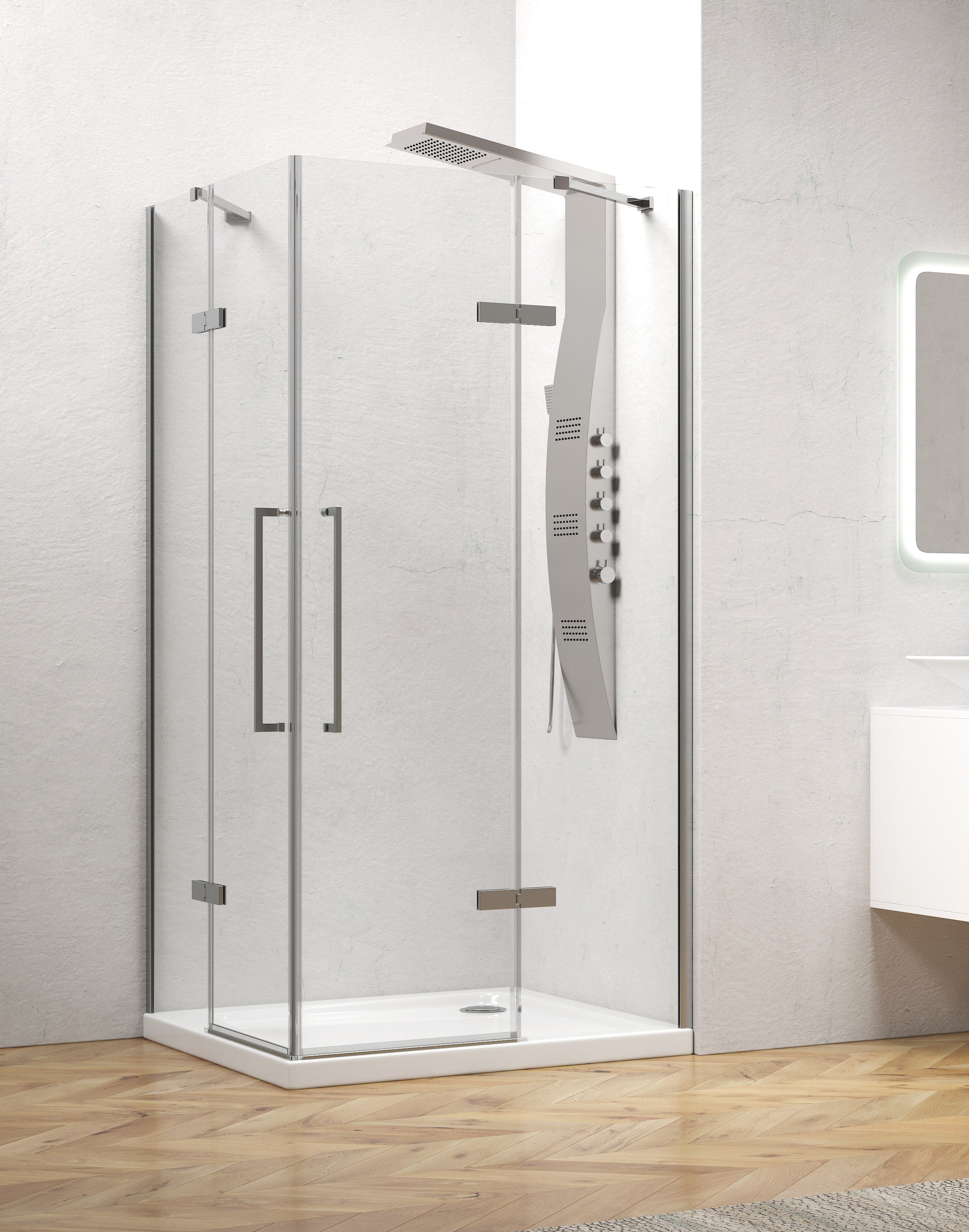 Tinos 100 - 90х90 см. луксозна душ кабина с две отваряеми врати, 8 мм закалено стъкло, анти калк покритие – KERANOVA онлайн магазин