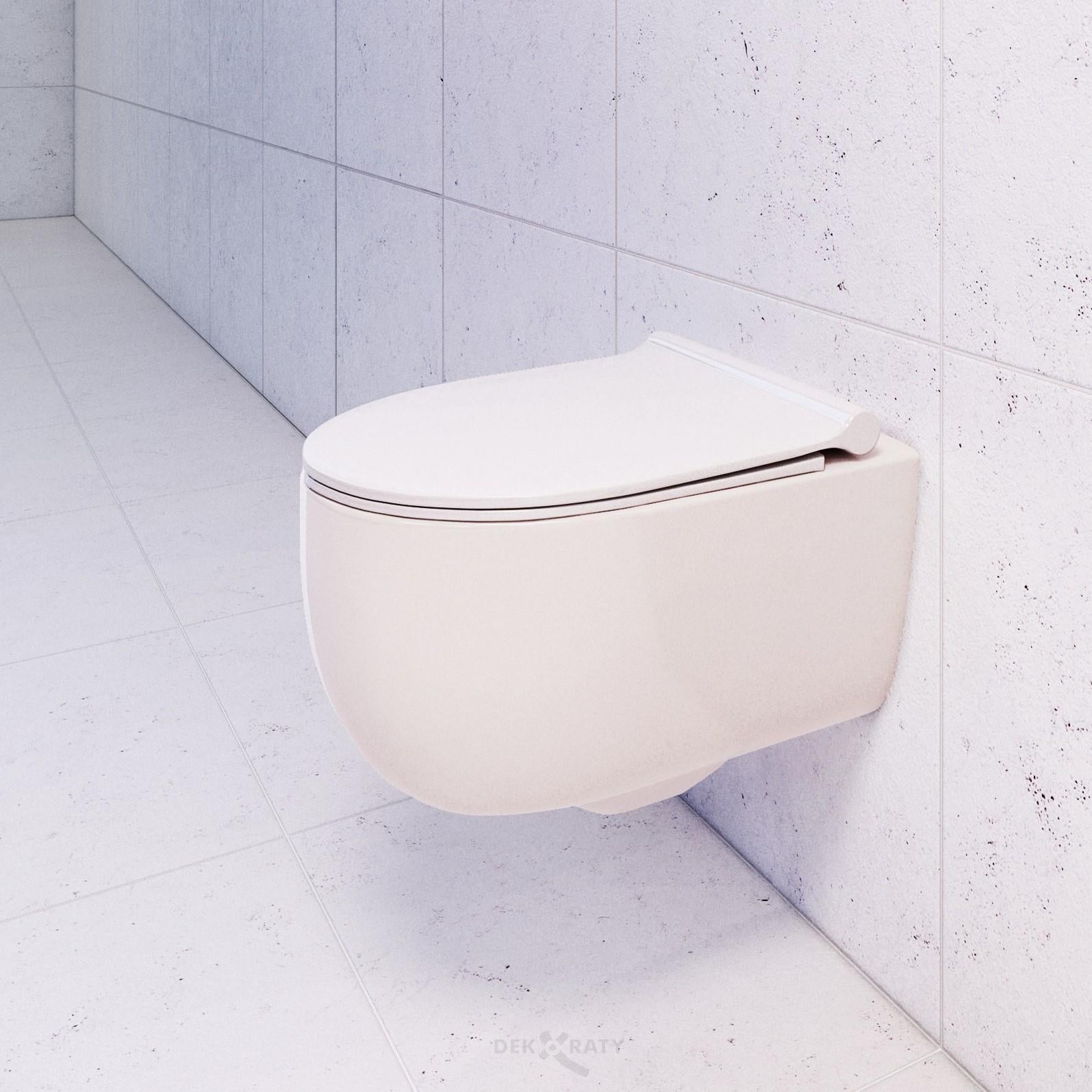 Rimless конзолна тоалетна Tondo - Bocchi в бял мат, модерна тоалетна чиния с седалка и капак със забавено падане - KERANOVA онлайн магазин