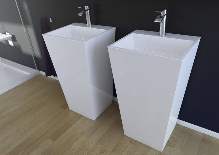Свободностояща мивка Vera 50x40 см. бяла полимерна DuraBe от Besco, отвор за батерия, опция RAL боядисване — онлайн магазин KERANOVA