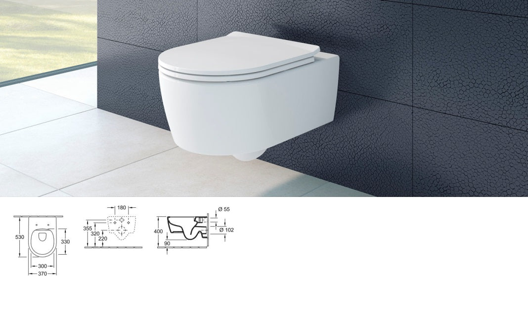 Rimless конзолна тоалетна Soul Direct Flush - Villeroy&Boch от KERANOVA, стенна Rimless тоалетна 37x53 см с DirectFlush и soft-close капак