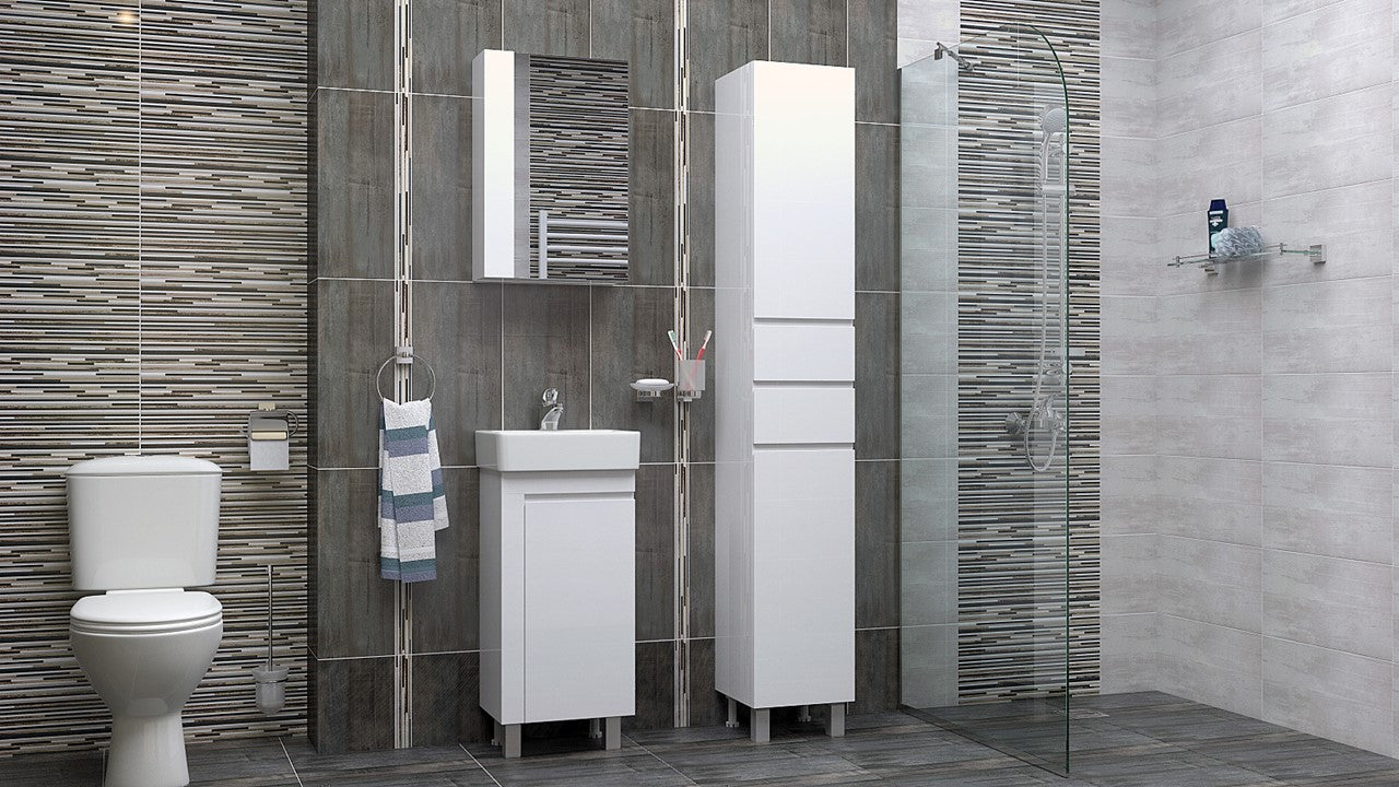 Шкаф с мивка Вега 38 см. от PVC за баня KERANOVA – стилен, влагозащитен шкаф с мивка, подходящ за мокри помещения