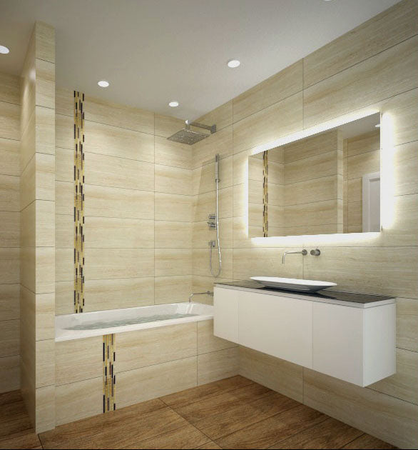 Баня Venatello 30x75 - Tubadzin: луксозна баня с полски плочки, вана, душ и огледало - онлайн магазин за обзавеждане KERANOVA