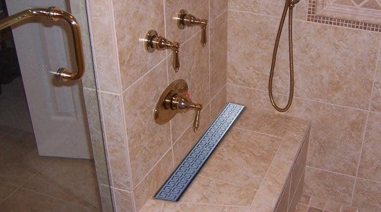 Линеен сифон Двойно Версаче - иноксов решетка за отводняване в баня, луксозно мокро помещение от онлайн магазин KERANOVA