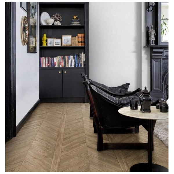 Серия Vero Chevron 11x54 - Marazzi дървесен ефект шеврон плочки 11x54 см в интериор от онлайн магазин за обзавеждане за бани KERANOVA