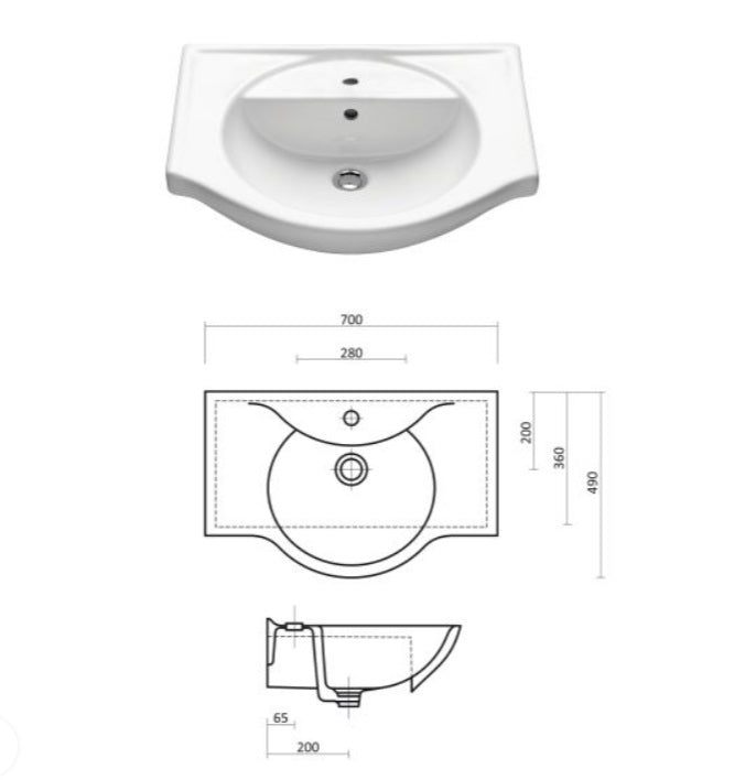 Шкаф с мивка Дея 70 см. бяла Fayans Larisa 70 за баня, размери 700x490 мм, плавно затваряне, онлайн магазин KERANOVA