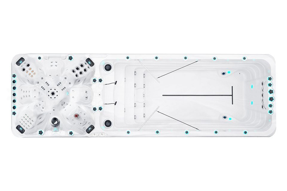 Плувно СПА Vitality 708x225 см. бял джакузи за плуване и масаж с отделни секции, Current Lift, Aqua Rolling Massage - KERANOVA