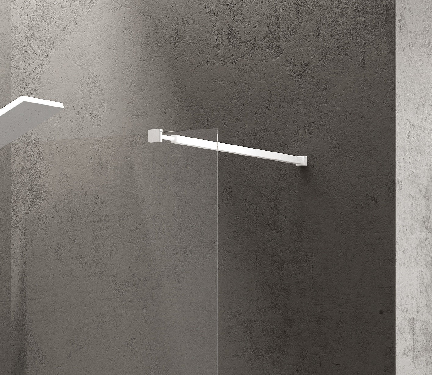 Walkin 1 Bianco - 60х200 см. - бял профил. Статичен параван 8 мм закалено стъкло, бял алуминиев телескопичен държач, онлайн магазин за обзавеждане за бани KERANOVA