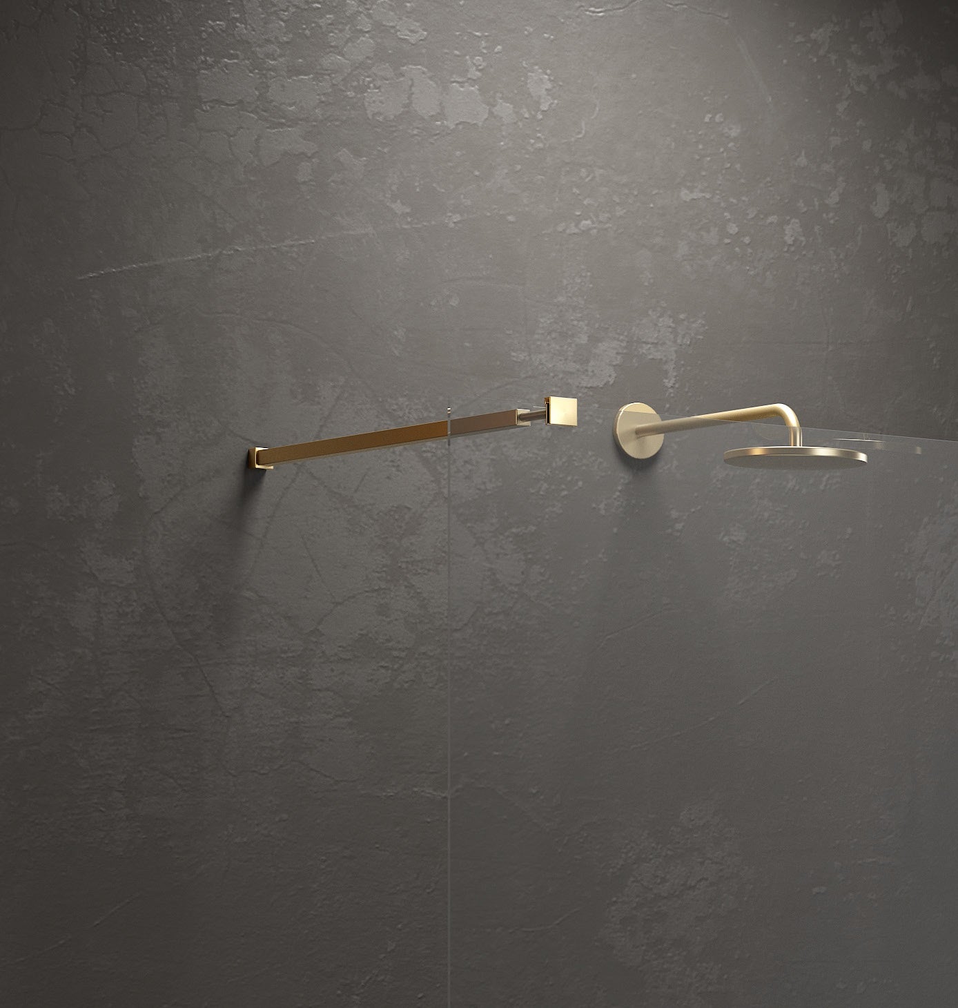 Walkin 1 Gold - 60х200 см. - златен обков статичен параван за баня с матов златен алуминиев профил и анти-калк стъкло, KERANOVA онлайн магазин