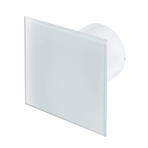 Вентилатор за баня Escudo стъклен прав панел с бял стъклен панел, таймер и сензор за влажност – онлайн магазин KERANOVA